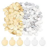 600Pcs 2 Colors Flat Round Iron Charms, Mixed Color, 10x8x1mm, Hole: 1.2mm, 300pcs/color(IFIN-AR0001-21)