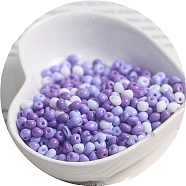 Macaron Baking Paint Glass Seed Beads, Fringe Teardrop Beads, Plum, 5mm(PW-WGB8861-07)