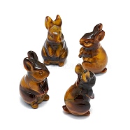 Natural Tiger Eye Sculpture Display Decorations, for Home Office Desk, Rabbit, 17~19x17~18.5x32~37mm(G-F719-36I)