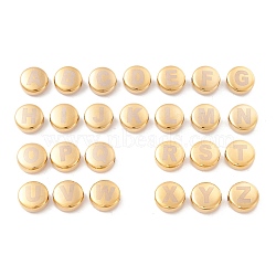 Vacuum Plating 304 Stainless Steel Beads, Flat Round with Letter A~Z, Golden, 12x5mm, Hole: 2mm, 26pcs/set(STAS-A059-10G)