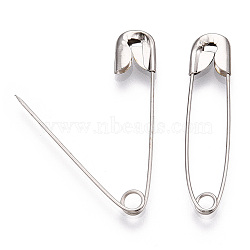 Iron Safety Pins, Oval, Platinum, 35.5~36.5x8.5x2.5mm, Pin: 0.7mm, about 1000pcs/bag(NEED-T001-02)