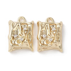 Brass Micro Pave Clear Cubic Zirconia Pendants, Rectangle, Real 18K Gold Plated, 17x12x6.5mm, Hole: 1.8mm(KK-G491-19G)