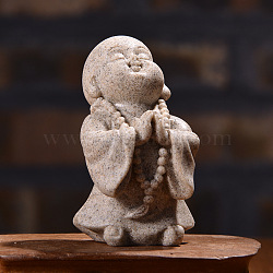 Resin Buddha Statue Display Decoration, for Home Office Desktop Feng Shui Decoration, Gray, 45x50x70mm(PW-WGAF7DE-01)