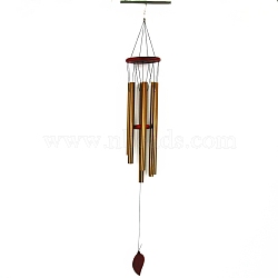 Aluminum Tube Wind Chimes, Pendant Decorations, Leaf, Dark Khaki, 950mm(WICH-PW0001-02)