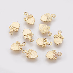 Brass Charms, Acorn, Real 18K Gold Plated, 10x6x1mm, Hole: 1mm(X-KK-T020-94G)