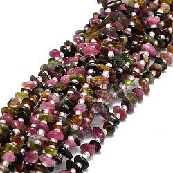 Natural Tourmaline Beads Strands, Chip, 5~10x4~7x1~14mm, Hole: 0.8mm, about 91pcs/strand, 15.35''(39cm)(G-E576-52)