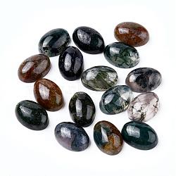 Natural Moss Agate Cabochons, Flat Back, Oval, 14x10x5mm(X-G-F296-09-10x14mm)