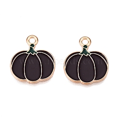 Thanksgiving Day Theme Alloy Enamel Pendants, Light Gold, Lead Free & Cadmium Free, Pumpkin, 18x15.5x1mm(ENAM-T020-35L)