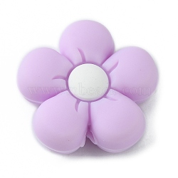 Silicone Beads, DIY Nursing Necklaces and Bracelets Making, Chewing Pendants For Teethers, Flower, Lilac, 26x27x10mm, Hole: 2mm(SIL-WH0001-49I)