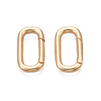 Brass Spring Gate Rings, Cadmium Free & Nickel Free & Lead Free, Oval, Real 18K Gold Plated, 18x10x2.5mm