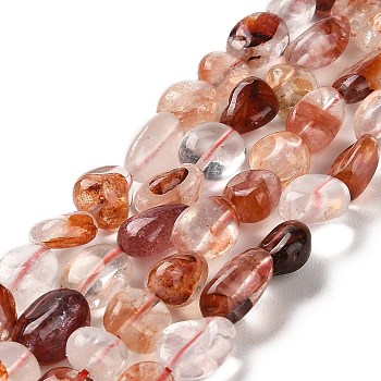 Natural Hematoid Quartz/Ferruginous Quartz  Beads Strands, Nuggets, Tumbled Stone, 9~13x8~8.8x4.5~7.5mm, Hole: 0.8mm, about 39~42pcs/strand, 15.35~15.71''(39~39.9cm)