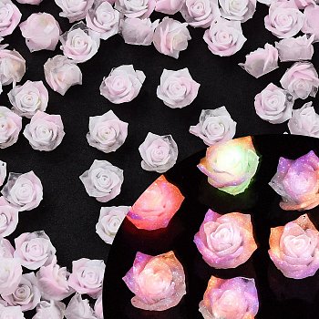 Triple Color Luminous Resin Decoden Cabochons, Glow in the Dark, Flower, Misty Rose, 7x7x4mm