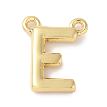 Rack Plating Brass Pendants, Long-Lasting Plated, Lead Free & Cadmium Free, Letter Charms, Real 18K Gold Plated, Letter E, 11x9x2mm, Hole: 1mm