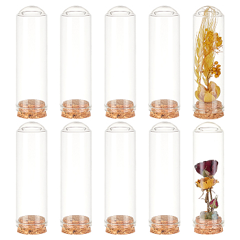 10Pcs Empty Glass Test Tubes, with Cork Stopper, Bead Container, Wishing Bottle, Tube, Clear, 10.4x2.95cm