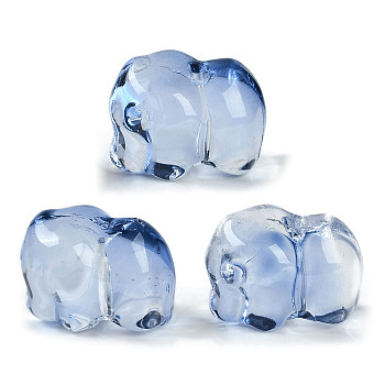 Spray Painted Glass Beads, Elephant, Light Steel Blue, 11x14x9.5mm, Hole: 1.2mm