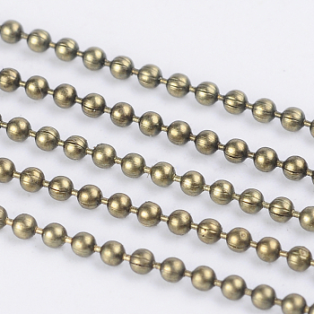 Iron Ball Bead Chains, Soldered, Lead Free & Nickel Free, Antique Bronze Color, with Spool, Bead: about 1.5mm in diameter, about 328.08 Feet(100m)/roll