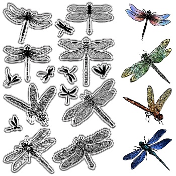 Custom PVC Plastic Clear Stamps, for DIY Scrapbooking, Photo Album Decorative, Cards Making, Stamp Sheets, Film Frame, Dragonfly, 160x110x3mm