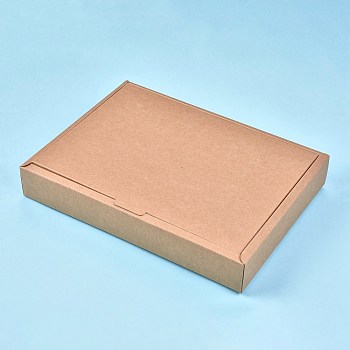 Kraft Paper Gift Box, Folding Boxes, Rectangle, BurlyWood, Finished Product: 30x20x4.1cm, Inner Size: 28x20x4.5cm, Unfold Size: 44x52x0.03cm and 48.7x36x0.03cm