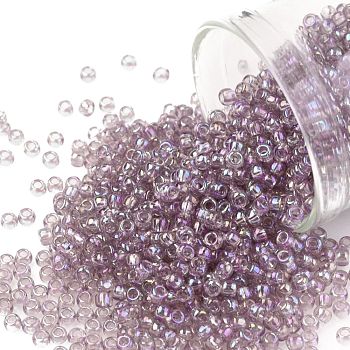 TOHO Round Seed Beads, Japanese Seed Beads, (166) Transparent AB Light Amethyst, 11/0, 2.2mm, Hole: 0.8mm, about 1110pcs/bottle, 10g/bottle