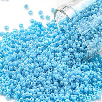 TOHO Round Seed Beads, Japanese Seed Beads, (403) Opaque AB Blue Turquoise, 11/0, 2.2mm, Hole: 0.8mm, about 1103pcs/10g