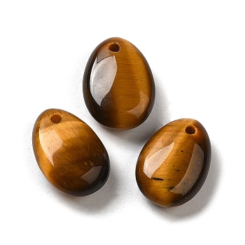 Natural Tiger Eye Teardrop Charms, for Pendant Necklace Making, 14x10x6mm, Hole: 1mm