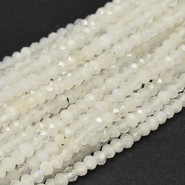 Faceted Round Natural Moonstone Bead Strands, 3mm, Hole: 0.5mm, about 146pcs/strand, 15.5 inches(G-F289-05)