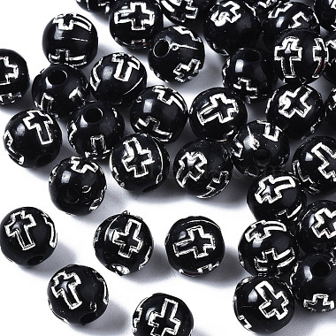 Black Round Acrylic Beads