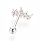 Rhodium Plated 925 Sterling Silver Barbell Cartilage Earrings(STER-I018-01P)-2