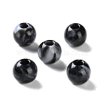 Opaque Acrylic Beads, Two Tone, Round, Black, 6mm, Hole: 1.9mm, about 416pcs/50g(X-OACR-M015-12C)