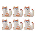 6Pcs Handmade Porcelain Beads, Hand Painted Ceramic Beads, Cat Shape, Famille Rose Porcelain, Peru, 16x10x17mm, Hole: 1.4mm(PORC-CA0001-22)