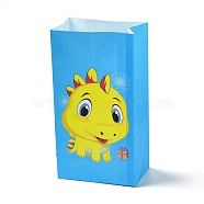 Kraft Paper Bags, No Handle, Wrapped Treat Bag for Birthdays, Baby Showers, Rectangle with Dinosaur Pattern, Deep Sky Blue, 8x13x24.2cm(CARB-D011-04C)