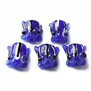 Handmade Lampwork Beads, Frog, Blue, 14.5~15.5x11~13x9mm, Hole: 1.2mm(LAMP-T011-13A)