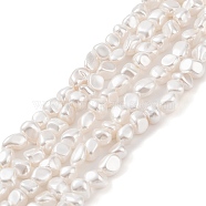 Electroplated Shell Pearl Beads Strands, Nuggets, Beige, 5.5~7.5x7~8.5x5~6.5mm, Hole: 1mm, about 57pcs/strand, 16.34 inch(41.5cm)(BSHE-C006-02A)