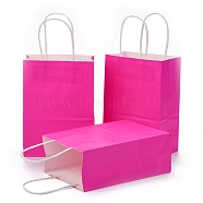 Kraft Paper Bags, Gift Bags, Shopping Bags, with Handles, Fuchsia, 15x8x21cm(CARB-L006-A02)