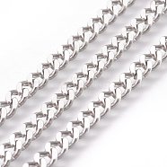 304 Stainless Steel Twisted Chains Curb Chain, Unwelded, for Men's Chain Necklace Making, with Spool, Stainless Steel Color, 6x4x1.2mm, about 164.04 Feet(50m)/roll(CHS-R001-1.2mm)