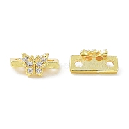 Rack Plating Brass Pave Cubic Zirconia Slide Charms, Cadmium Free & Lead Free, Long-Lasting Plated, Real 18K Gold Plated, Butterfly, 5x10x5mm, Hole: 1.4mm(KK-TAC0016-03G-02)