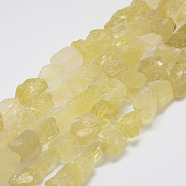Raw Rough Natural Lemon Quartz Bead Strands, Nuggets, 15~20x14~18x10~14mm, Hole: 1mm, about 25pcs/strand, 14.9 inch(38cm)(G-F403-05)