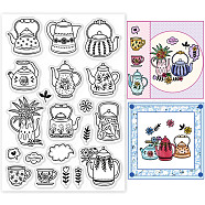 PVC Plastic Stamps, for DIY Scrapbooking, Photo Album Decorative, Cards Making, Stamp Sheets, Teapot Pattern, 160x110x3mm(DIY-WH0167-57-0442)