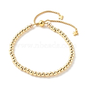 Brass Beaded Bracelets, Round, Golden, Beads: 0.15 inch(3.8mm), Inner Diameter: 2~2-7/8 inch(5.1~7.3cm)(BJEW-JB06335-02)