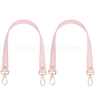 Imitation Leather Bag Handles, with Alloy Swivel Clasp, Pink, 47x1.85x0.3cm(PURS-WH0005-10G-03)