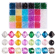 Pandahall 640Pcs 24 Styles Transparent Acrylic Beads, Faceted, Round & Cube & Bicone, Mixed Color, 8x8x7.5~8mm, Hole: 1.4~2mm(TACR-TA0001-24)