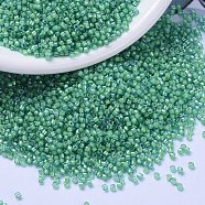 MIYUKI Delica Beads, Cylinder, Japanese Seed Beads, 11/0, (DB2053) Luminous Mermaid Green, 1.3x1.6mm, Hole: 0.8mm, about 2000pcs/10g(X-SEED-J020-DB2053)