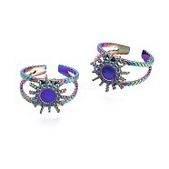 201 Stainless Steel Star Cuff Ring, Rainbow Color Open Ring for Women, US Size 8(18.1mm)(RJEW-S405-141)