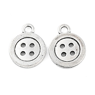 4-Hole Button Tibetan Style Zinc Alloy Charms, Lead Free & Cadmium Free, Antique Silver, 16x12.6x2mm, Hole: 2.5mm, about 454pcs/500g(TIBEP-R334-167AS-RS)