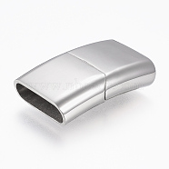 304 Stainless Steel Magnetic Clasps with Glue-in Ends, Rectangle, Stainless Steel Color, 29x18x7mm, Hole: 5x16.5mm(STAS-F130-23P)