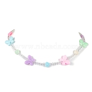 Acrylic Beaded Kids Necklaces, Butterfly, Colorful, 16.14 inch(41cm)(NJEW-JN04707-02)