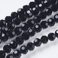Imitation Austrian Crystal Bead Strands, Grade AAA, Faceted(32 Facets) Round, Black, 4mm, Hole: 0.7~0.9mm, about 100pcs/strand, 15.7 inch(G-M181-4mm-23A)