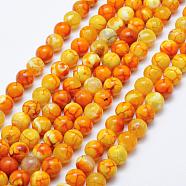 Natural Crackle Agate Beads Strands, Dyed & Heated, Round, 8mm, Hole: 1mm, about 47~48pcs/strand, 15.3 inch(39cm)(G-K203-88-8mm)