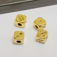 Tibetan Style Alloy Beads, Dice, Antique Golden, 7x7x7mm, Hole: 3.5mm(TIBEB-WH0001-27)