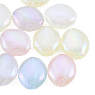 Rainbow Iridescent Plating Acrylic Beads, Glitter Beads, Oval, Mixed Color, 20x17x7mm, Hole: 1.8mm(OACR-N010-062)